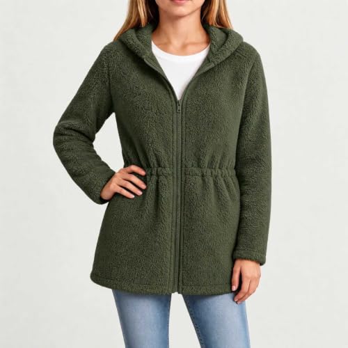 Girls Fleece Jacket Zip Up Hoodie Waist Winter Coat Fall Daily Size 4-15 - image 2