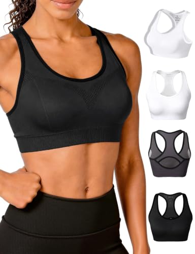 Image of Match Women's Seamless Racerback Sports Bra with Removable Pads Strappy Workout Bra Top for Yoga Gym Running Fitness (New Size)