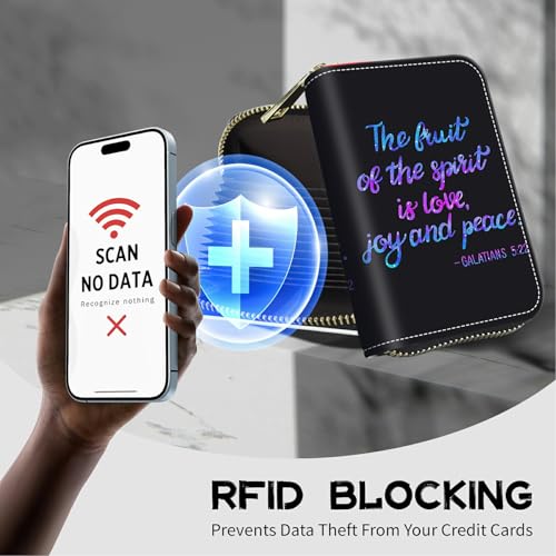 Image of Cute Credit Card Holder with Zipper, Bible Verse RFID-Blocking Card Case Small Wallet for Women Men, Multi-slot Card Organizer Case Travel Accordion Wallet