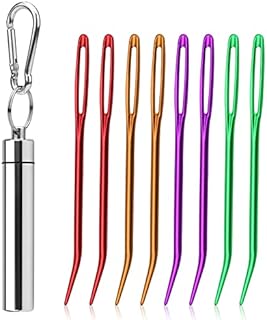 8pcs Bent Tapestry Needles Sewing Knitting Needles Aluminum Large Eye Blunt Yarn Needles Weaving Needles Wool Macrame Needle with Metal Needle Storage Tube