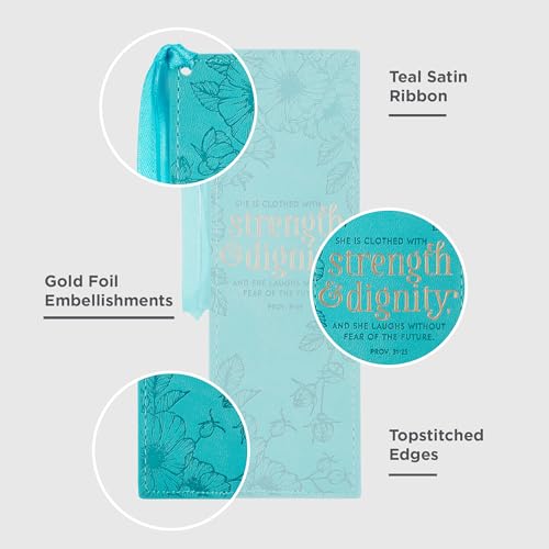 Image of Christian Art Gifts Faux Leather Scripture Bookmark: Strength and Dignity