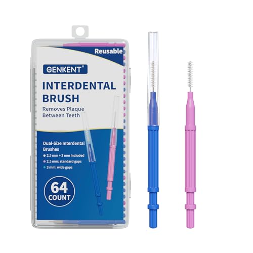 GENKENT Interdental Brushes for Braces 64 Pieces, Interdental Brushes Between Teeth for Braces...