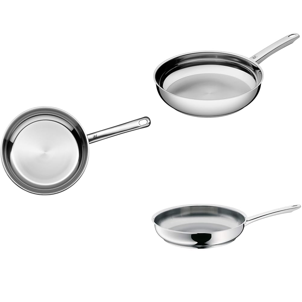 WMF Favorit - Set 3 sartenes 20-24-28 cm, Cromargan Acero Inoxidable 18/10 sin recubrimiento Apto para todo tipo de cocinas