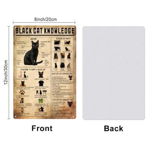 SUPERDANT Black Cat Metal Signs Cat Knowledge Tin Sign Funny Signs and Plaque Vintage Decor Cute Kitty Wll Plaques Man Cave Sign for Home Bar Cafe Wall Decor - Image 2