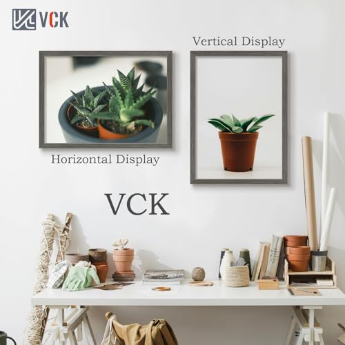 Image of VCK 20x28 Poster Frame Solid Wood Gray Grey 3 Pack Picture Frames 20 x 28 Inches with Wall Mounting Hanging