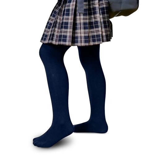 PICCOLO HOSIERY Girls Fleece-Lined Winter Tights, School Uniform – Warm, Cozy & Stylish for Cold Weather, Black, Navy, White