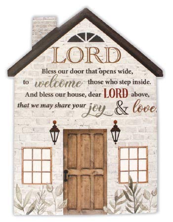 Targa In Legno A Forma Di Cuore Con Scritta May God Bless This Home And All Who Enter, Decorazione Rustica Per Parete, 10x9 Cm - 3