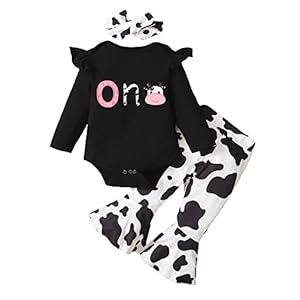 Detigee 1st Birthday Outfit for Girls Cow Birthday Outfit Infant First Birthday Clothes
