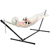 DREAMADE Freistehendes Hängemattengestell, Eisengestell Hängemattenständer mit Ketten und Haken, ...