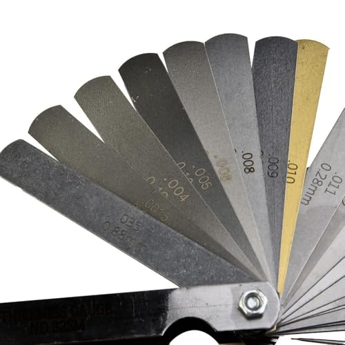 Bulevisiter Juego de calibradores de 32 cuchillas con doble SAE y medidas métricas para inspección de grosor, acero inoxidable endurecido, 96 x 13 mm