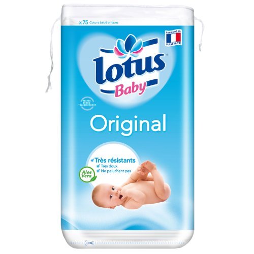 Lotus Baby Original Cotons Carrés Bi-Faces x 75 Lot de 10