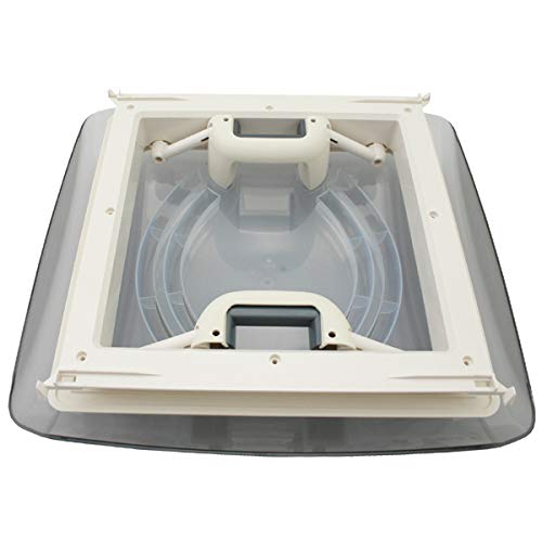 MPK Vision Vent S Pro Trappe de toit en verre transparent teinté pour fenêtre de toit, double store plissé, moustiquaire 28 x 28 cm, pour caravane, camping-car, caravane