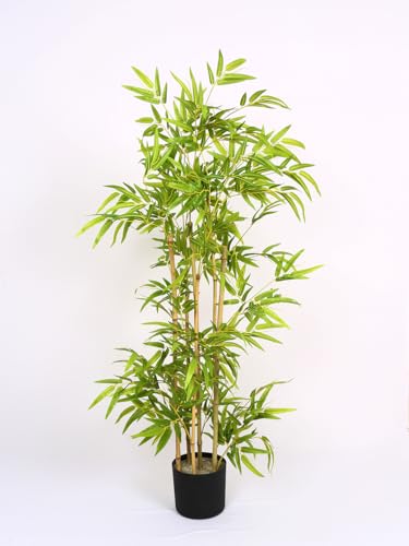 Image of ARICK DECOR Artificial Bamboo Tree 4Ft Tall in Pot - 120cm Realistic Faux Bamboo Silk Plant with Natural Look Canes, Peacock Shaped Floor Decor Greenery for Home, Living Room, Office & Balcony