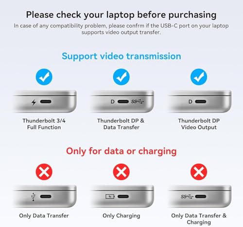 Image of Dual 4K@60Hz Extended Display USB C to Dual HDMI Adapter for 2 Monitors Type C Port to HDMI Splitter 1 in 2 Out for Laptops MacBook Pro Air Note: macOS only Support SST Mode