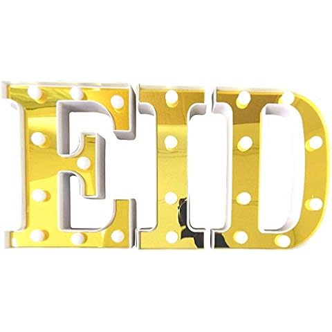 Peacock Supplies - Eid LED Letter Lights - Gold Mirrored Cover