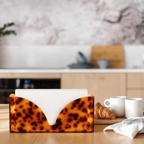 LemonRoad Tortoise Acrylic Guest Towel Holder for Bathroom Scallop Opening Leopard Splashing Vertical Napkin Holder for Kitchen Dining Room Hotel Office Table by LemonRoad - Used condition - Image 6