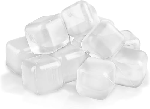 Miniatura 8 de Cubo de hielo reutilizable, paquete de 60 cubos de hielo de plástico reutilizables y reutilizables, cubitos de hielo cuadrados para bebidas sin BPA