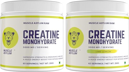 Image of Muscle Asylum Creatine Powder Lime Lemon (62 Servings) & Creatine Powder Unflavoured (83 Servings)