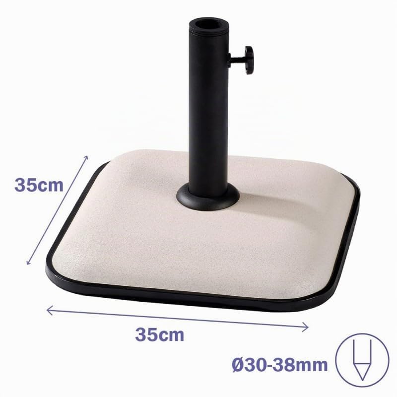 Base sombrilla cuadrada Marbueno en cemento blanco de alta densidad y 11KG 4