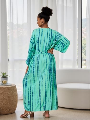 Image of Women's Kimono Cover Up Long Beach Dress Swimsuit Cover Ups Colorful Cardigan Lightweight Robe for Swimwear
