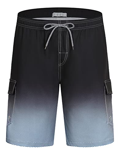 APTRO Mens Swim Trunks Swimming Shorts Board Shorts Quick Dry Summer Casual Beach Shorts Gradient Black Cargo MK181 5XL