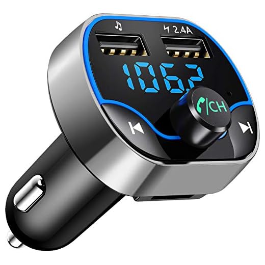 Bovon Transmisor FM Bluetooth, Transmisor de Radio Inalámbrico Kit Adaptador de Coche con Función Manos Libres, Puertos USB Dobles (5V / 2.4A y 1A), Acepta Tarjetas SD, USB, y Flash Drive