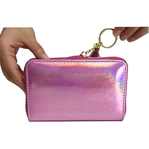 FingerAngel 24 Slots Nail Stamping Plate Holder Case Round Square Rectangular Nail Art Stamp Plate Organizer Purple Color Stamping Ablum (Laser Rainbow Pink) Cover