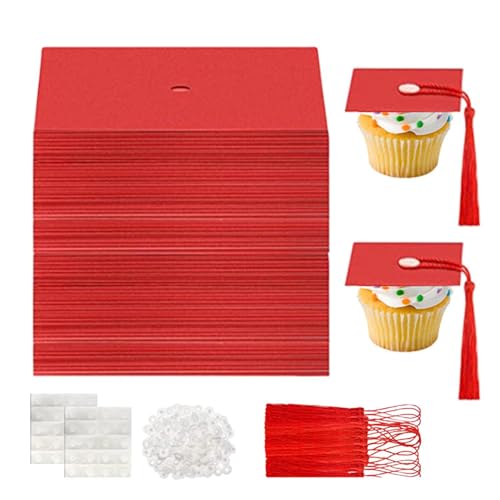 Soporte para postres de papel y mini birretes de graduación escolares