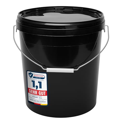 Garronda Eimer mit Deckel 30 Liter mit Metallhenkel für die Lagerung von Lebensmittel- und Chemischen Produkten 1 Stück Schwarz GD-0104