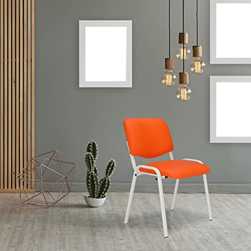 Vingli Orange Waiting Room Chairs, 5-Pack Pu Church Chairs Conference Room Chairs Stackable Chairs, Office Guest Chairs & Reception Chairs Stacking Chairs For Meeting,Office Lobby, Simple&Space-Saving #TOP7