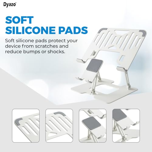 Image of Dyazo 2 in 1 Adjustable Laptop Stand with Mobile Holder | Ergonomic, Foldable & Ventilated Riser Fits Upto 15.6 Inch Laptops | Compatible for MacBook, HP, Dell, Acer, Lenovo & Other Notebooks