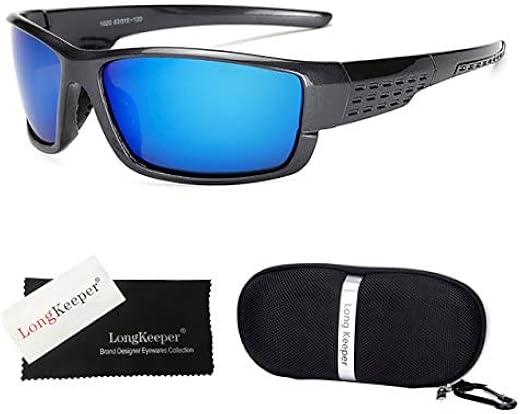 Ubersweet® BlueLong Mens Womens Polarized Sports Sunglasses for Fishing Golf Running Cycling Driving Hiking with Case