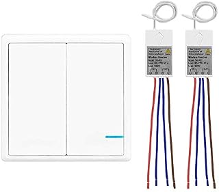 Thinkbee Wireless Lights Switch Kit, IP66 Waterproof No-Wiring Wall Switch with Receiver Can Remotely Control Lamps 330ft Indoor and 1700ft Outdoor, Freely Expand Lighting System without Tearing Walls