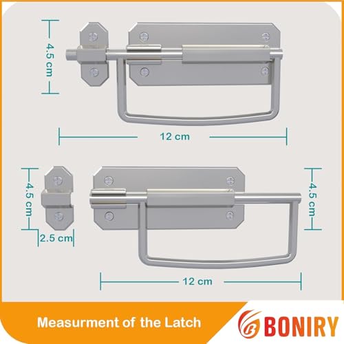 Image of Boniry Door Latch Lock, Kadi /Kundis with Grab Handles - Solid Metal Door Stopper for Bathroom, Home, Office - Easy Install, Smooth Sliding, Heavy Duty Latch (2, Matt)
