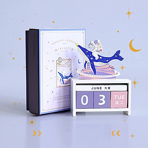 Desktop-Kalender Design Holz Dauerkalender Schreibtisch Schreibtisch Kalender Büro Desktop Dekoration Galaxy Niedlichen rustikalen Kalender Geschenk Mini-Kalender (Color : F)