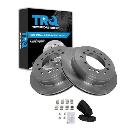 Image of TRQ Rear Brake Pad and Rotor Set Semi Metallic Rotors | For 2010-2022 Lexus GX460 Toyota 4Runner 2010-2014 FJ Cruiser