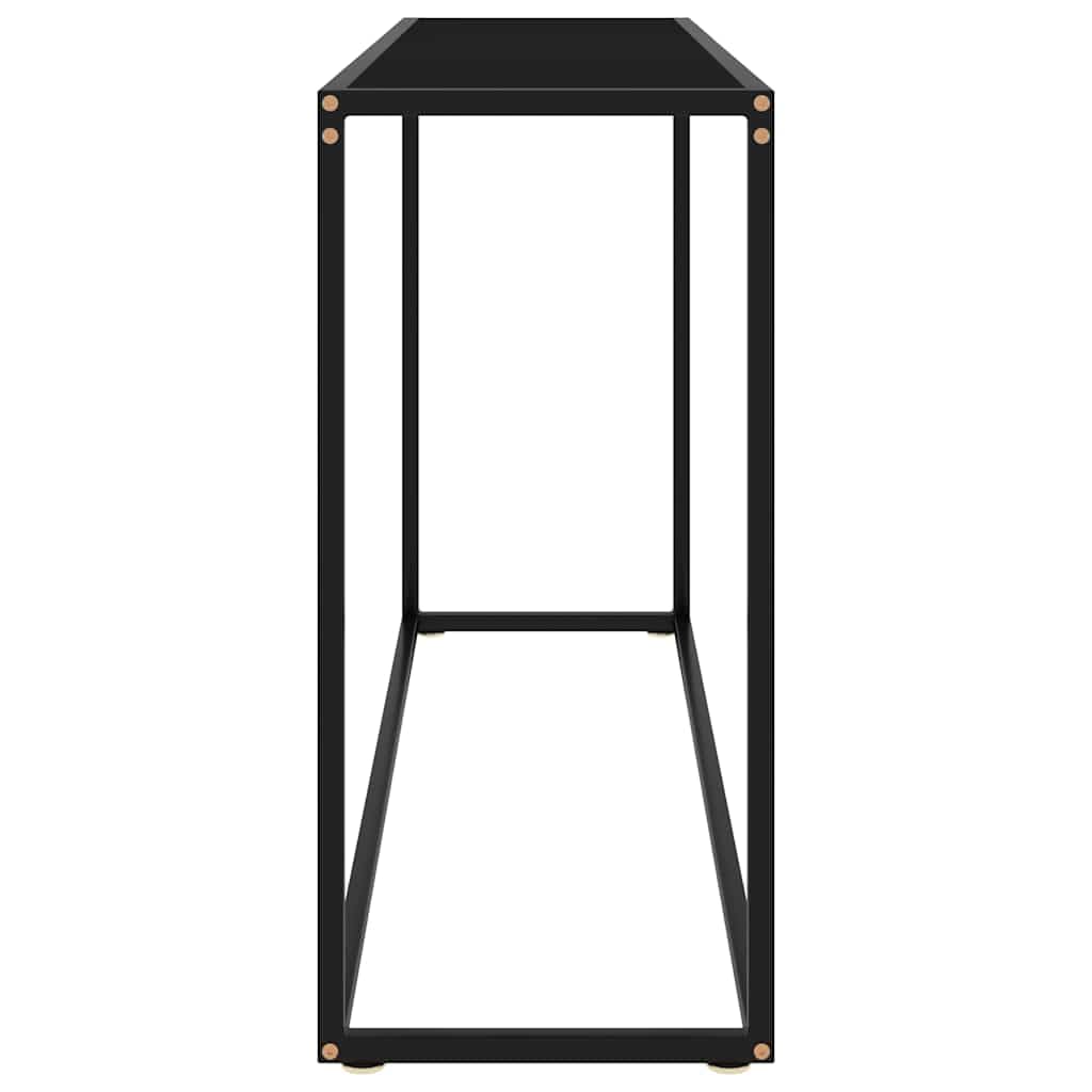 Générique Konsola stołowa czarna 120 x 35 x 75 cm szkło hartowane | Stal malowana proszkowo, wytrzymała, łatwa do czyszczenia, stolik boczny