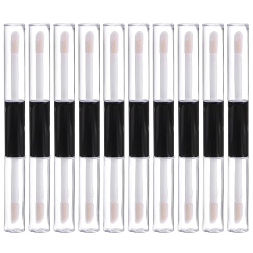 GAROZATION de Brillo Labial con Doble Extremo de 4 Ml y Tapones de Goma 10 Tubos de Plástico Transparente y Cosmético para Uso Diario