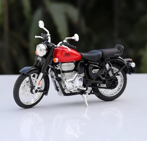 Image of Barodian's Royal Style Enfield Classic Toy Diecast Model Motorcycle with Interchangeable Fuel Tanks, Build Kit, Red and Black Pull Back Action, Detailed Miniature Replica for Collectors and Enthusiasts Classic 350 Bullet Bike DIY Motorcycle [ Multicolor ]
