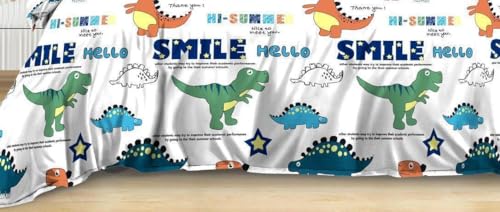 Image of Bedding Set Combo of Double Bed Duvet Cover Set with Fitted Bedsheet & 2 Pillow Covers | 300 TC Cotton Fabric | Zipper Closure |All Round Elastic|Warm Stuff|SED 049|Dinasaur Cartoon | Breathable material