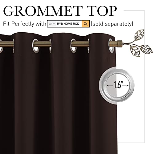 Image of RYB HOME Blackout Curtains Blind Adjustable Room Divider Thermal Insulated Separation Screen for Office /Patio Door /Apartment /Dorm, Wide 120 x Long 108, Brown, 1 Pc