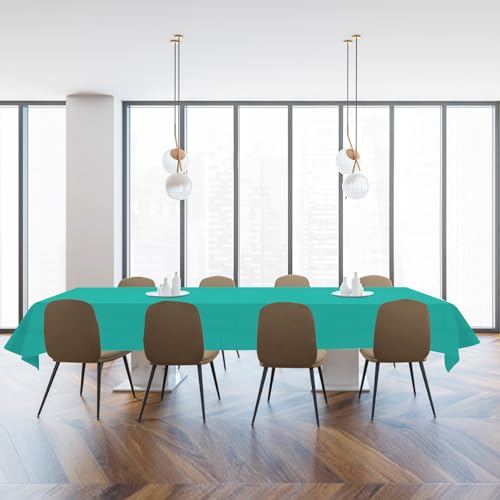 YSYJ 3 Pack Teal Plastic Tablecloth Disposable Rectangular Table Cloth 54 x 108 Inch Table Cover for Parties