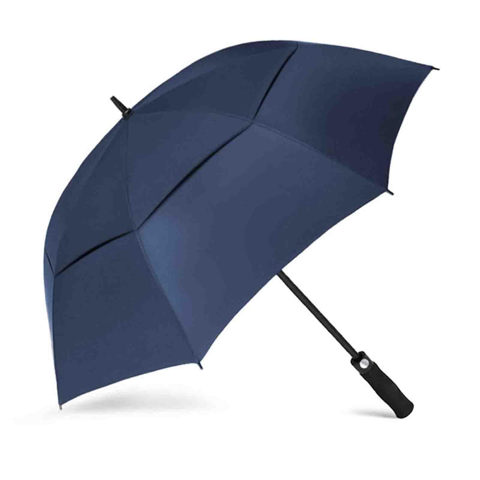 Prosty parasol 59-calowy bardzo duży parasol golfowy, ponadgabarytowy dwuwarstwowy parasol golfowy z pełnego włókna Automatyczny parasol z długim uchwytem Biznes (Blue)