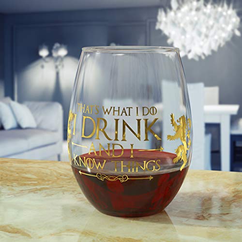 Game Of Thrones Fine Quality Handmade 14K Gold 19Oz Stemless"I Drink & I Know Things" Glass Gift, By Fine Occasion #TOP4