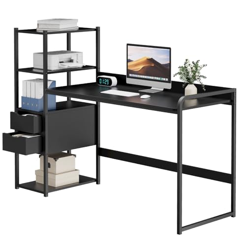 Opiniones de Escritorios Monterrey los 5 mejores. 43 YYUgolo Escritorio Minimalista con Estante de Almacenamiento, Escritorio de Computadora, Escritorio con Repisas, Escritorio Oficina en el Hogar, Escritorío de Madera (122 * 50 *...