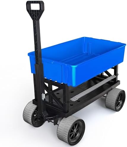 Mighty Max Tank - USA-Made Multi-Terrain Utility Cart Wagon/Cooler Cart Kit with Never-Flat Max Terrain Wheels, 250 lbs Capacity, w/ 2.5 cu. ft. Blue Poly Tub