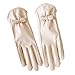 Fashion PU Leather Gloves for Women with Fleece Lining and Bows Decors Warmth Comfortable Windproof Coldproof Handwear