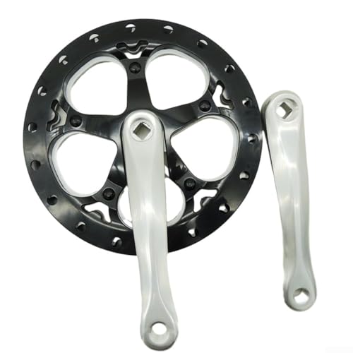 Bielas de bicicleta plegables de alto rendimiento con un plato 52T y características de fácil instalación (negro plateado)