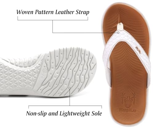 Image of KuaiLu Womens Flip Flops Arch Support Yoga Mat Cushioned Thong Sandals | Ladies Comfortable Walking Slides For Plantar Fasciitis Slip On Indoor Outdoor For Summer