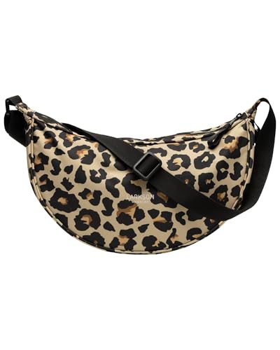 LARKSON Crossbody Bag Damen & Herren Beige Leo - Solveig Medium - Umhängetasche im Halbmond Style - Halbrunde Schultertasche - Moon Bag Design - Wasserabweisend